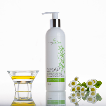 Gel De Duș Și Șampon 2 in 1 Cu Extract De Olivă, Mușețel Și Lămâie Bio Pentru Copii - 250 ml